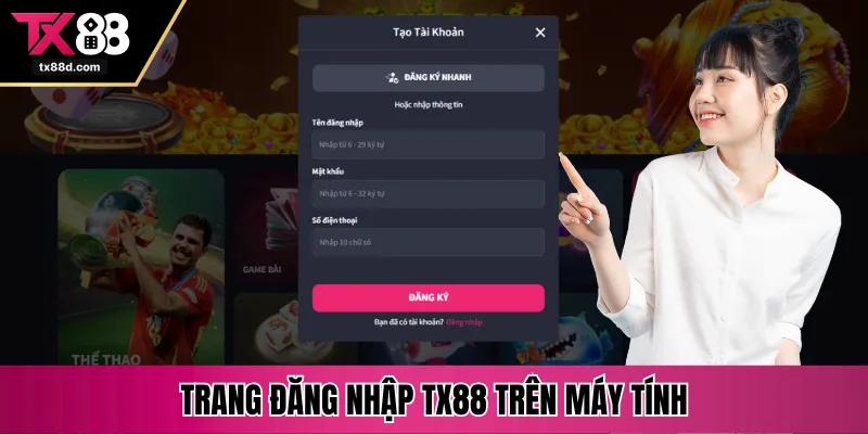 Truy cập web đăng ký TX88